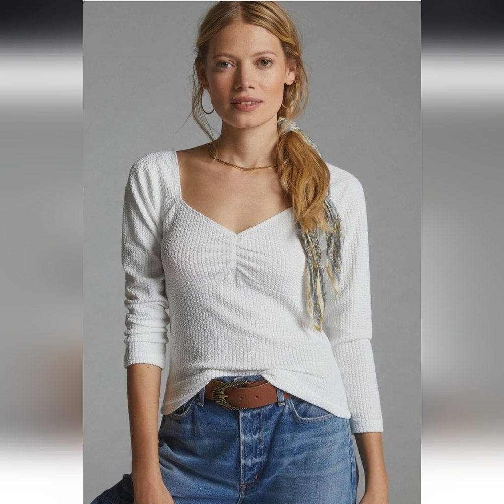 Maeve Textured Long Sleeve Top